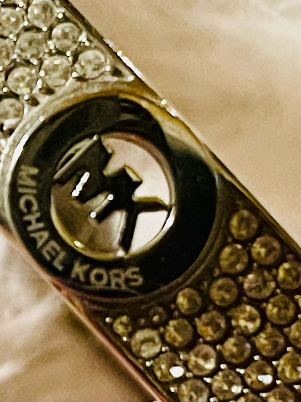 Michael Kors Silver Crystal Pavé Logo Bangle Bracelet - Picture 2 of 7